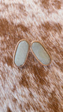 Marquee natural stone studs with gold setting in amazonite
