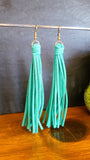 Life is Better in Cowboy Boots Suede Fringe Earrings - Turquoise