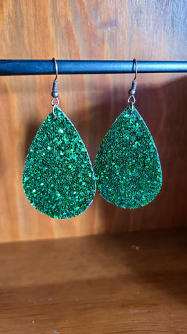 The Party Starter Glitter Earrings in Green